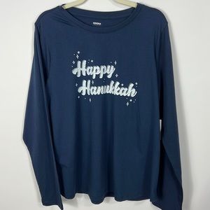 Sonoma Happy Hanukkah blue white long sleeve top size XXL NWT